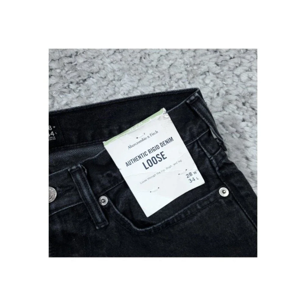 Abercrombie Men's Loose Fit Jeans Black Authentic Rigid Denim Size 28 x 34
